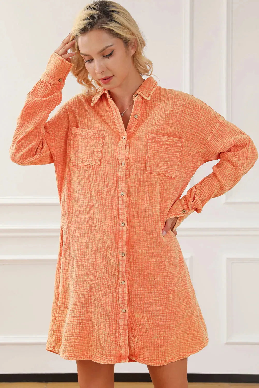 Button Up Collared Neck Dress Casual Dresses - Tophatter Daily Deals