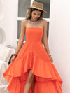 High-Low Ruched Tube Dress Casual Dresses - Tophatter Daily Deals