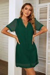 Lace Detail V-Neck Short Sleeve Dress Casual Dresses - Tophatter Daily Deals