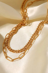 18K Gold Plated Layered Chain Necklace Necklaces - Tophatter Daily Deals