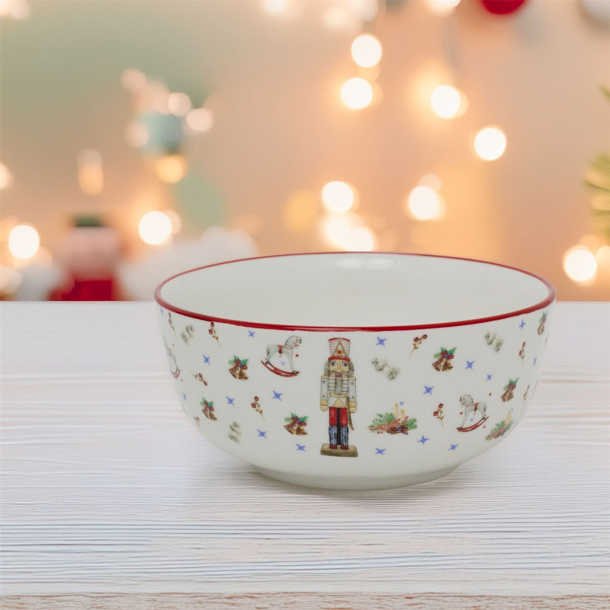 Nutcracker Christmas Bowl | Ceramic Festive Bowl with Classic Nutcracker Design Bowl - Tophatter Daily Deals