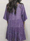 Full Size Sequin Round Neck Half Sleeve Mini Dress Purple Casual Dresses - Tophatter Daily Deals