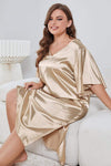 Plus Size Flutter Sleeve V-Neck Side Slit Night Gown Sleep Dresses - Tophatter Daily Deals