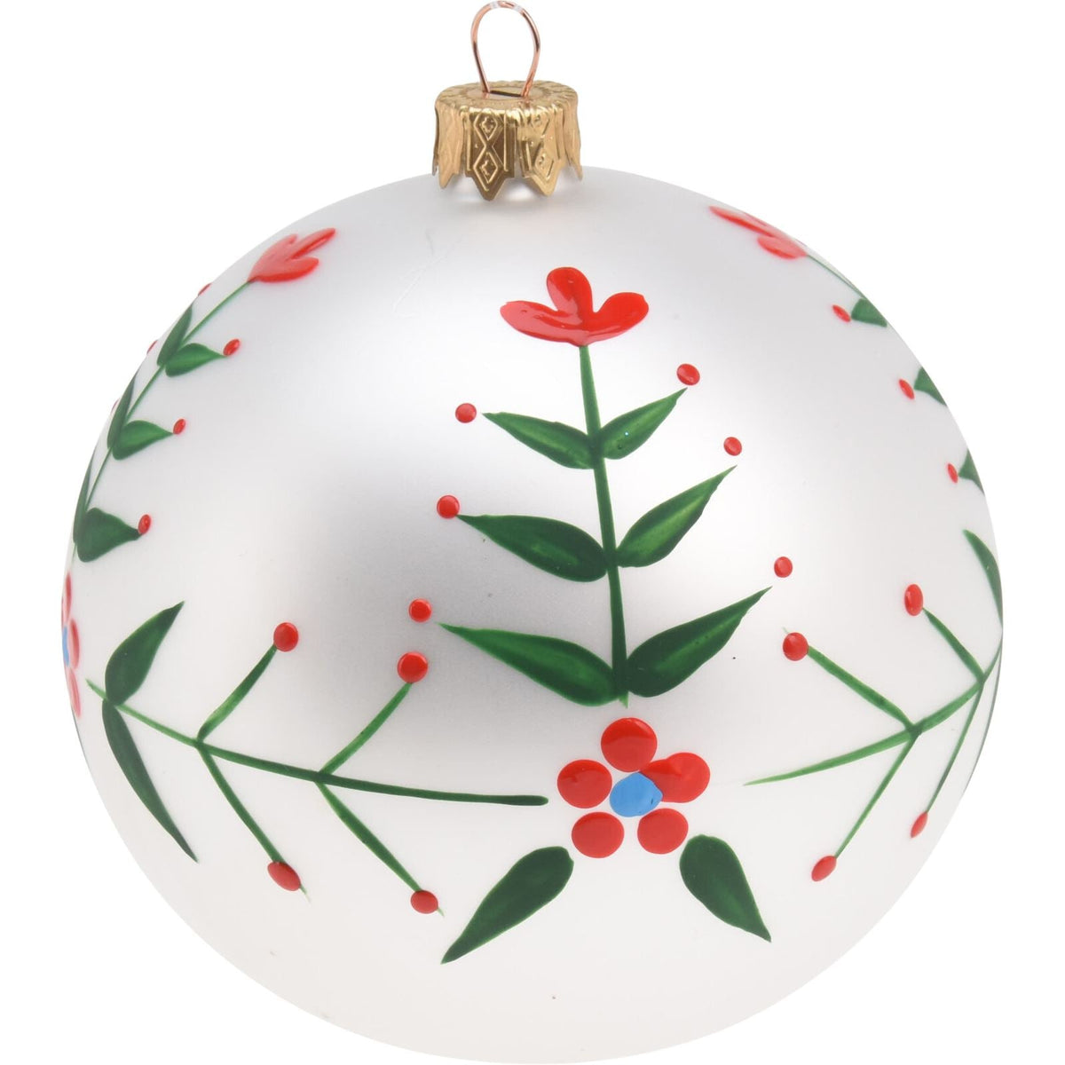 White Floral Christmas Bauble | Flower Christmas Tree Hanging Ornament - 8cm Baubles - Tophatter Daily Deals