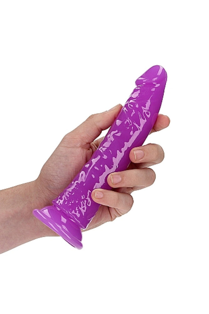 Shots Toys - RealRock - 7" Glow in the Dark Slim Realistic Dildo with Suction Cup - Purple Sex Toy - Tophatter Daily Deals