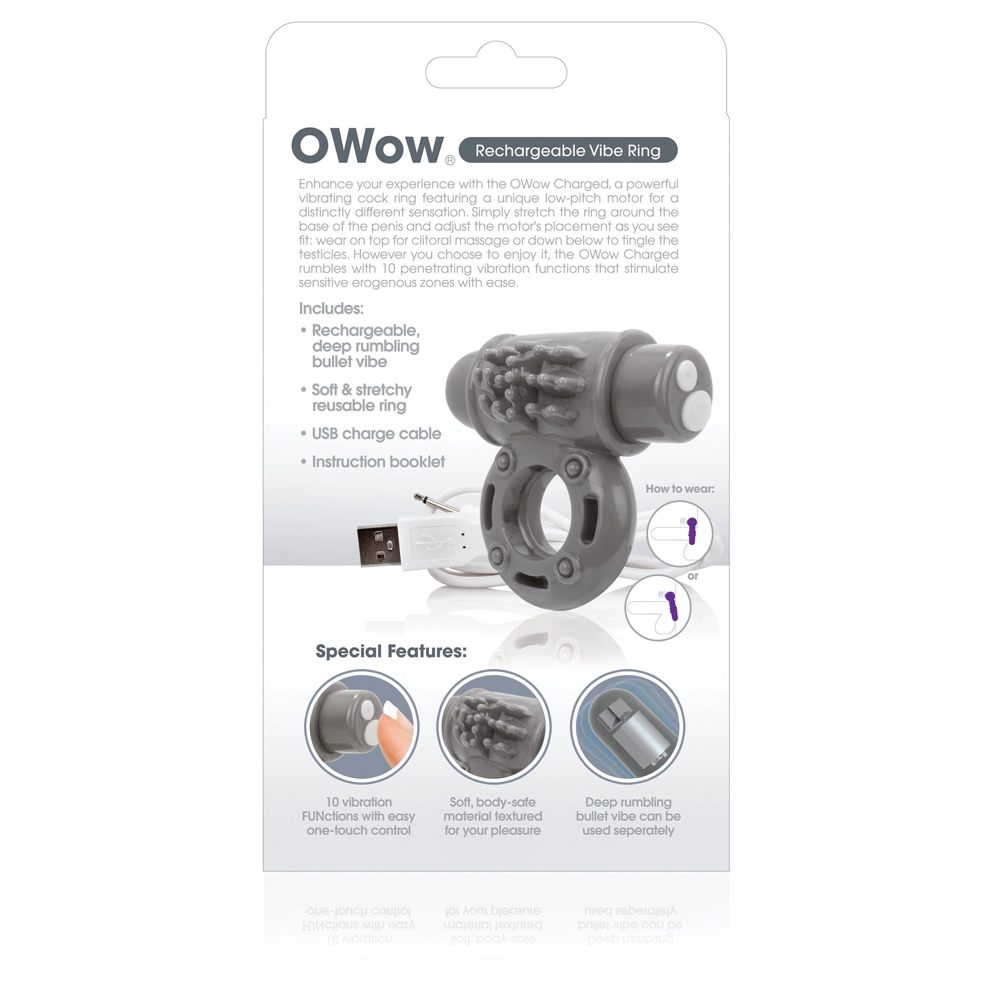 O Wow Ring – Rechargeable Vibrating Cock Ring with 10 Vibration Functions > Cock Ring > Vibrating - Tophatter Daily Deals