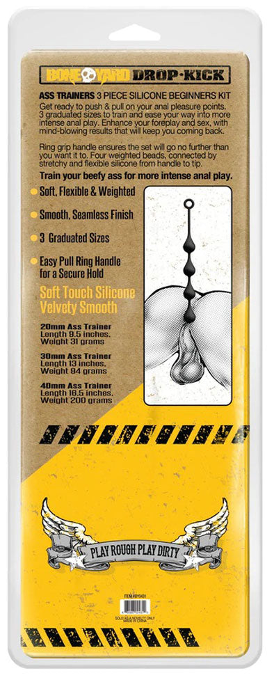 Drop Kick Silicone Beginner Ass Training Kit Three Piece Set > Anal Range > Anal Beads - Tophatter Daily Deals