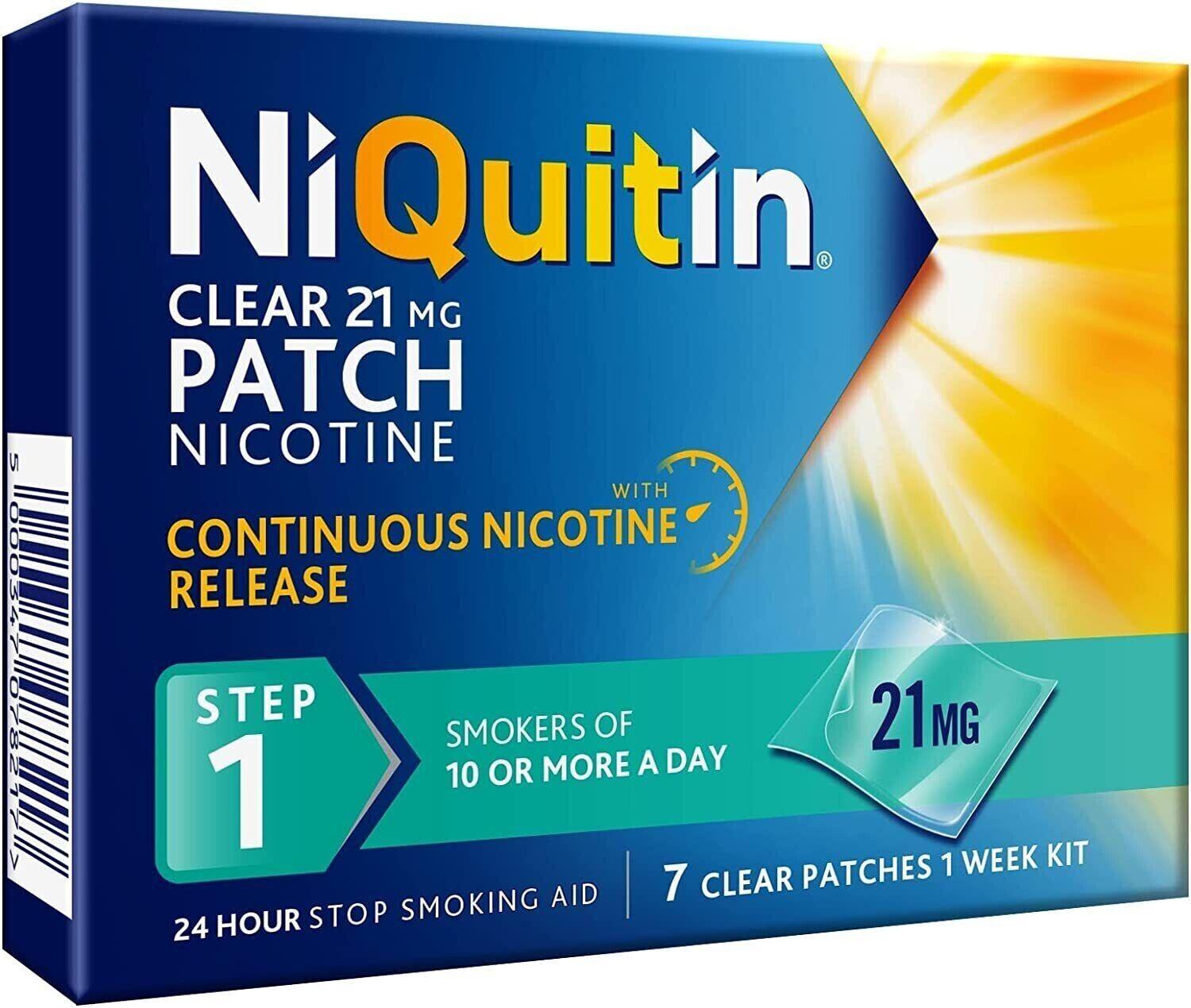 Niquitin Patches Step 1 - NiQuitin 21mg Clear 24 Hour 7 Patches Stop Smoking Aid 1 Week Patch 1 Health Care - Tophatter Daily Deals