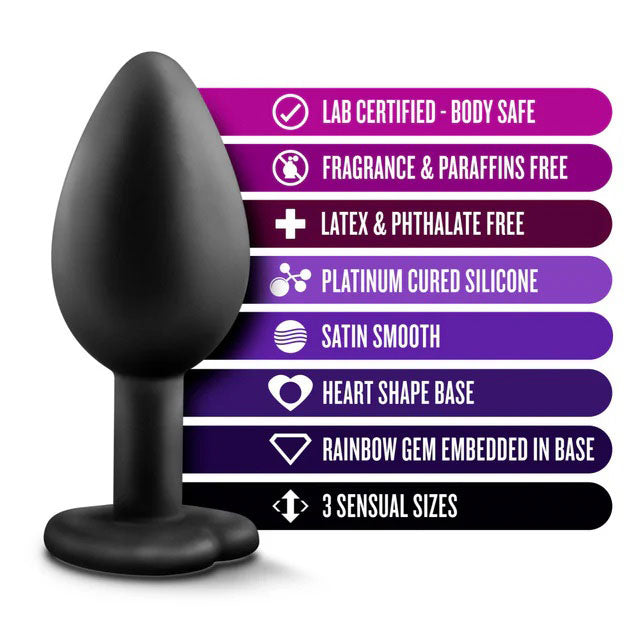 Luxe Bling Plugs Training Kit Black With Rainbow Gems 3 Sizes > Anal Range > Butt Plug Kits - Tophatter Daily Deals