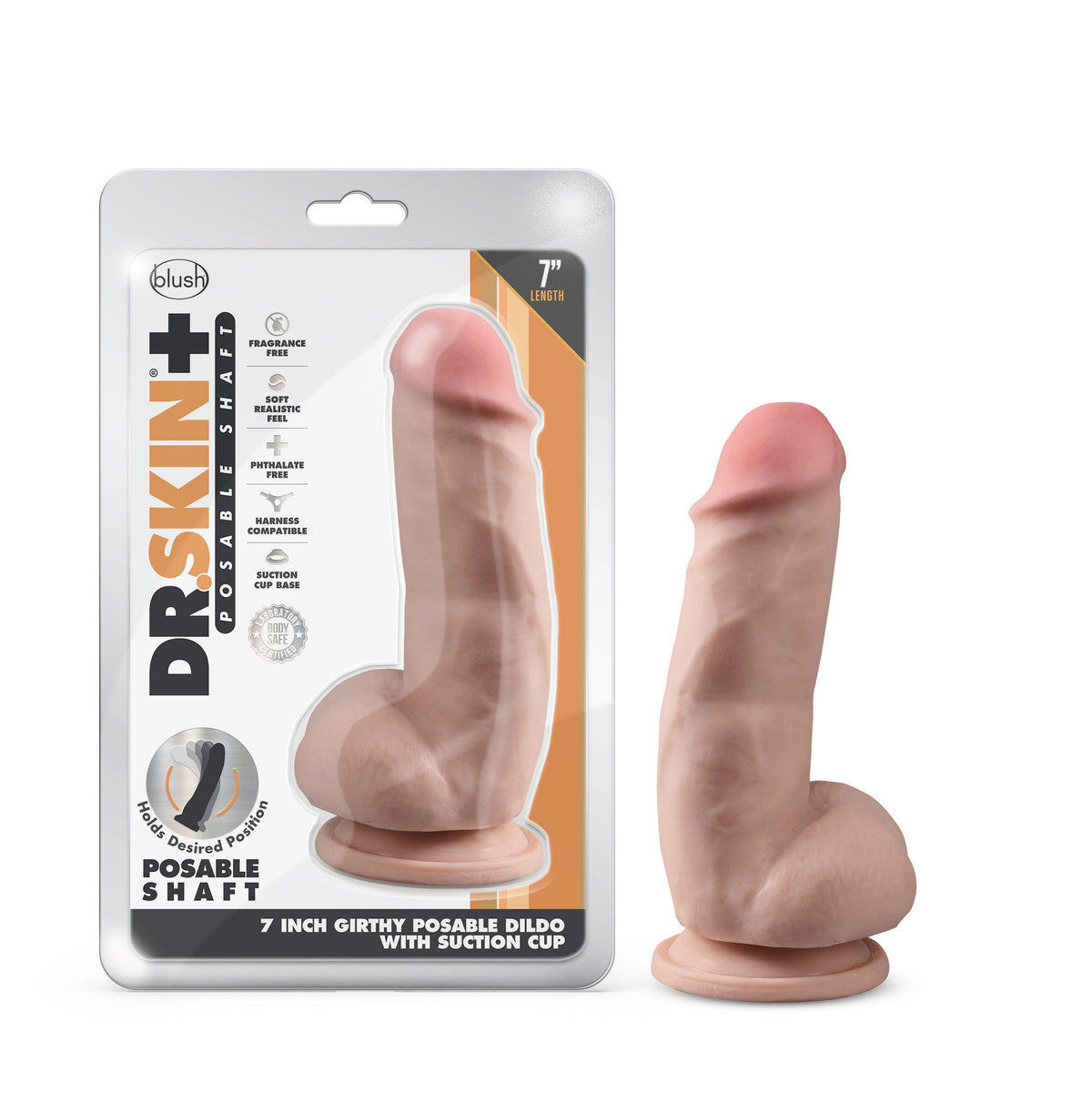 Dr Skin Plus 7 Inch Girthy Poseable Dildo with Balls Vanilla > Dildos > Realistic Dildos - Tophatter Daily Deals