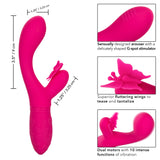 Butterfly Kiss Flutter Vibrator in Pink with 10 Vibration Functions and Dual Motors > Vibrators > Ladies > Rabbit - Tophatter Daily Deals