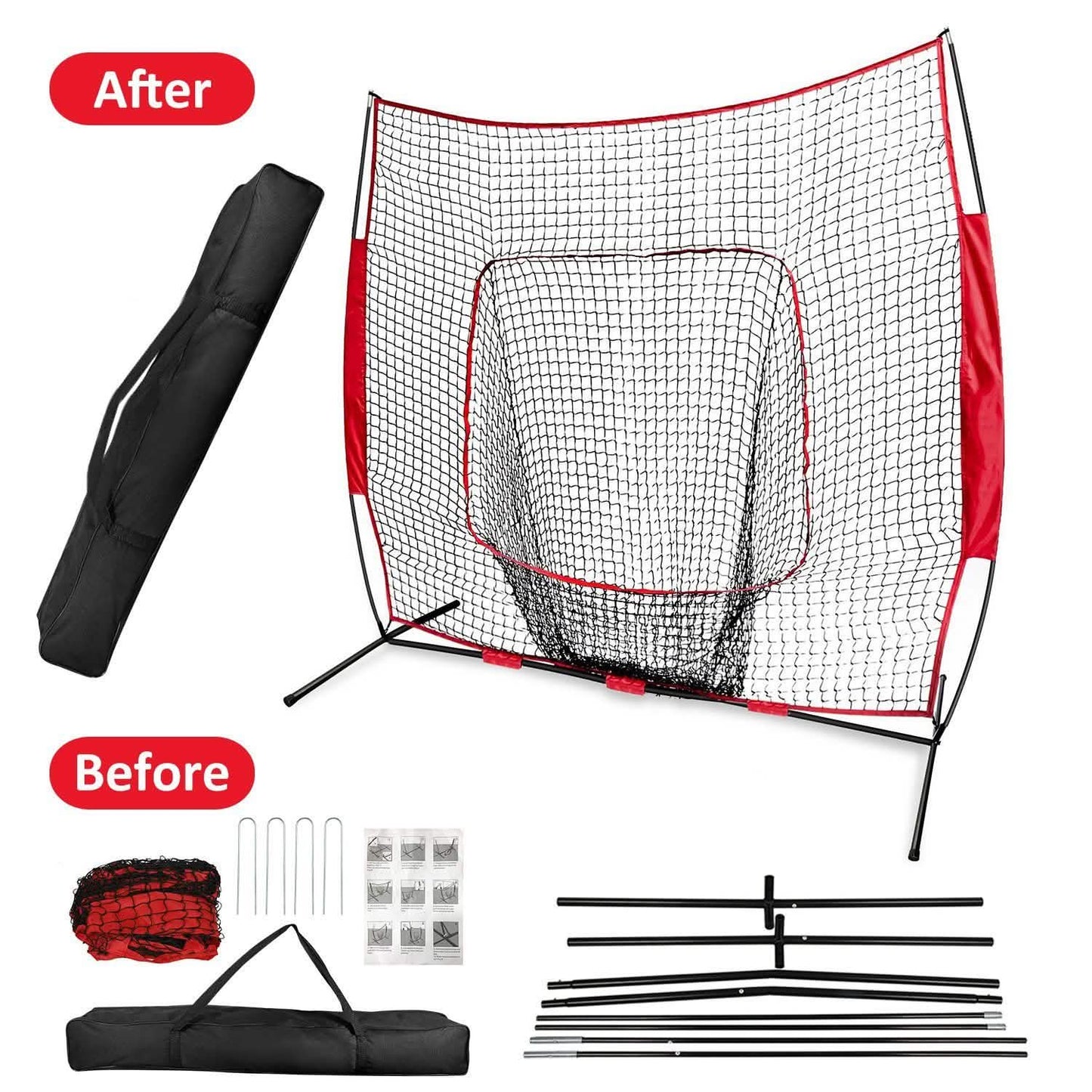 7x7ft Training Net with Bow Frame Carrying Bag for Solo Team Training Outdoor Recreation - Tophatter Daily Deals