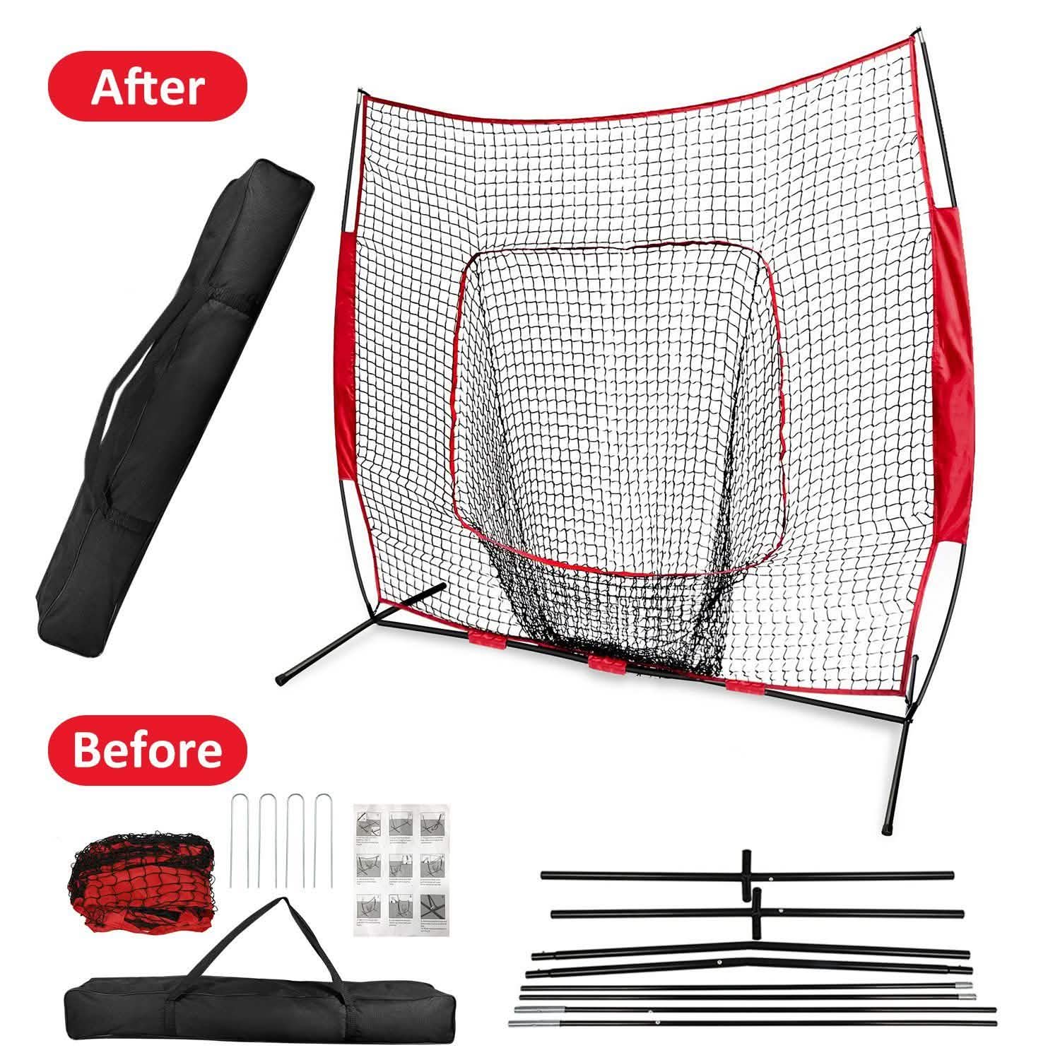 7x7ft Training Net with Bow Frame Carrying Bag for Solo Team Training Outdoor Recreation - Tophatter Daily Deals