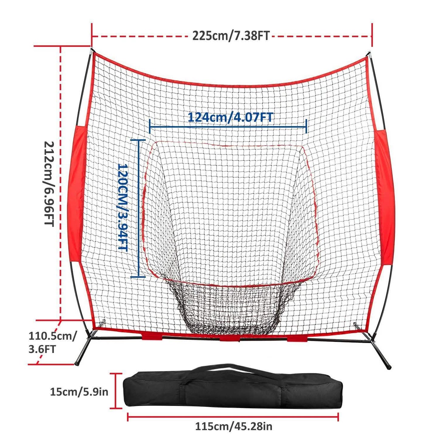 7x7ft Training Net with Bow Frame Carrying Bag for Solo Team Training Outdoor Recreation - Tophatter Daily Deals