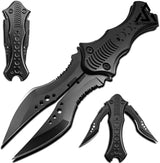 8.2" Unique Cool Double Blade Pocket Knife EDC Hiking Tools-GS88 Black Pocket Knives - Tophatter Daily Deals