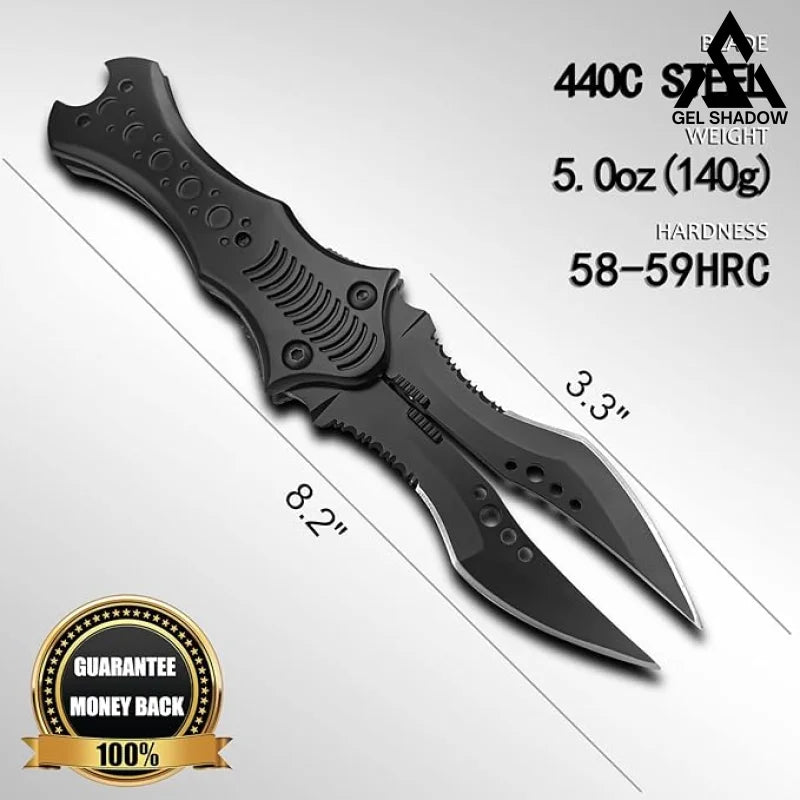 8.2" Unique Cool Double Blade Pocket Knife EDC Hiking Tools-GS88 Pocket Knives - Tophatter Daily Deals