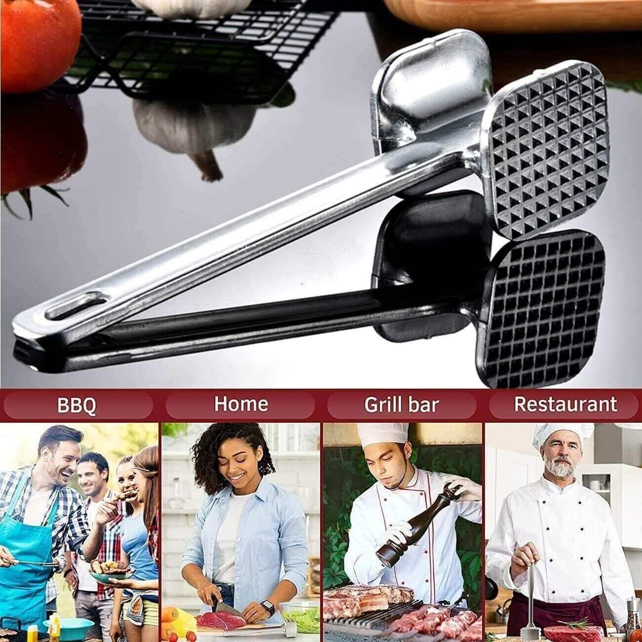 8.9'' Steak Mallet Meat Tenderizer Hammer Dual-Sided Heavy Duty Meat Pounder Tool Kitchen Tools & Utensils - Tophatter Daily Deals