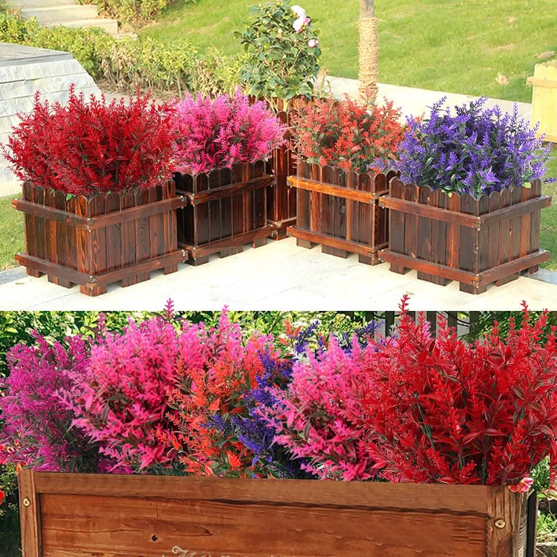 8 Bundles Artificial Lavender Plastic Flower Decorations Furniture & Decor - Tophatter Daily Deals