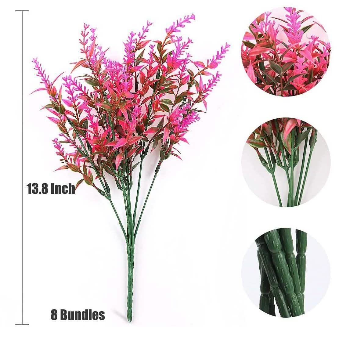 8 Bundles Artificial Lavender Plastic Flower Decorations Furniture & Decor - Tophatter Daily Deals