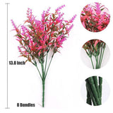 8 Bundles Artificial Lavender Plastic Flower Decorations Furniture & Decor - Tophatter Daily Deals
