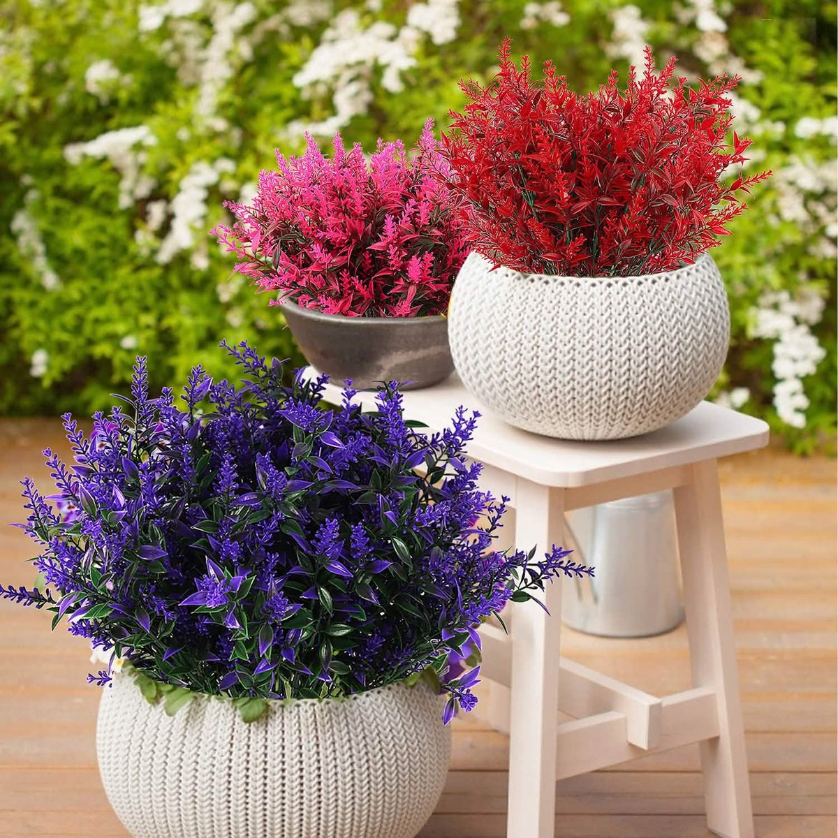 8 Bundles Artificial Lavender Plastic Flower Decorations Furniture & Decor - Tophatter Daily Deals