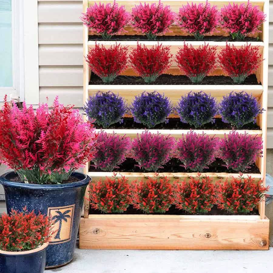 8 Bundles Artificial Lavender Plastic Flower Decorations Furniture & Decor - Tophatter Daily Deals