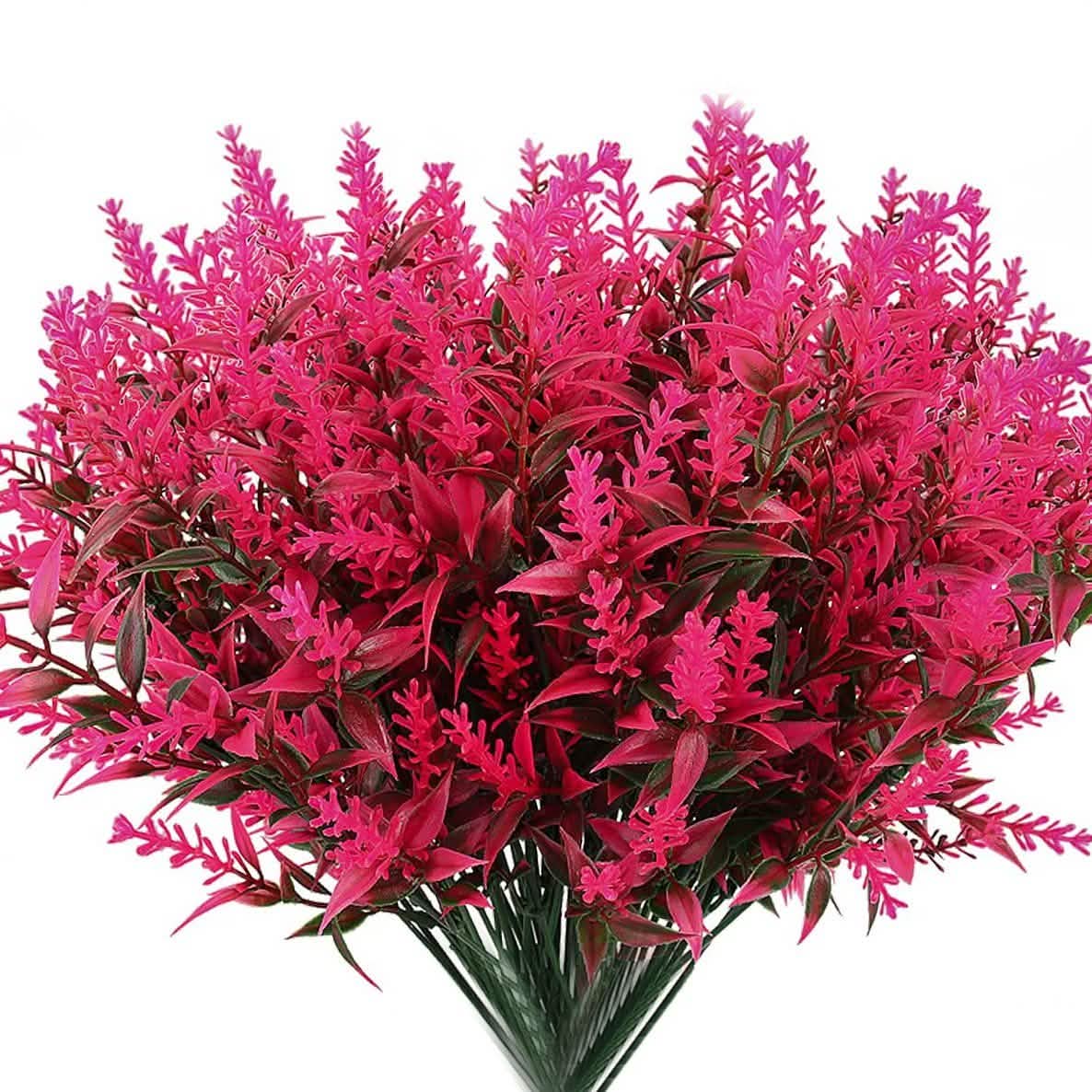 8 Bundles Artificial Lavender Plastic Flower Decorations Pink Furniture & Decor - Tophatter Daily Deals