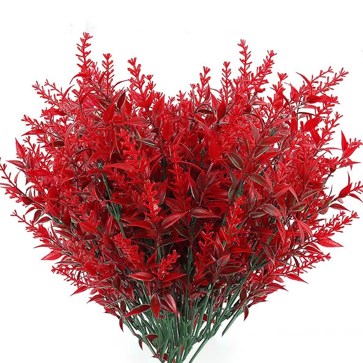 8 Bundles Artificial Lavender Plastic Flower Decorations Red Furniture & Decor - Tophatter Daily Deals
