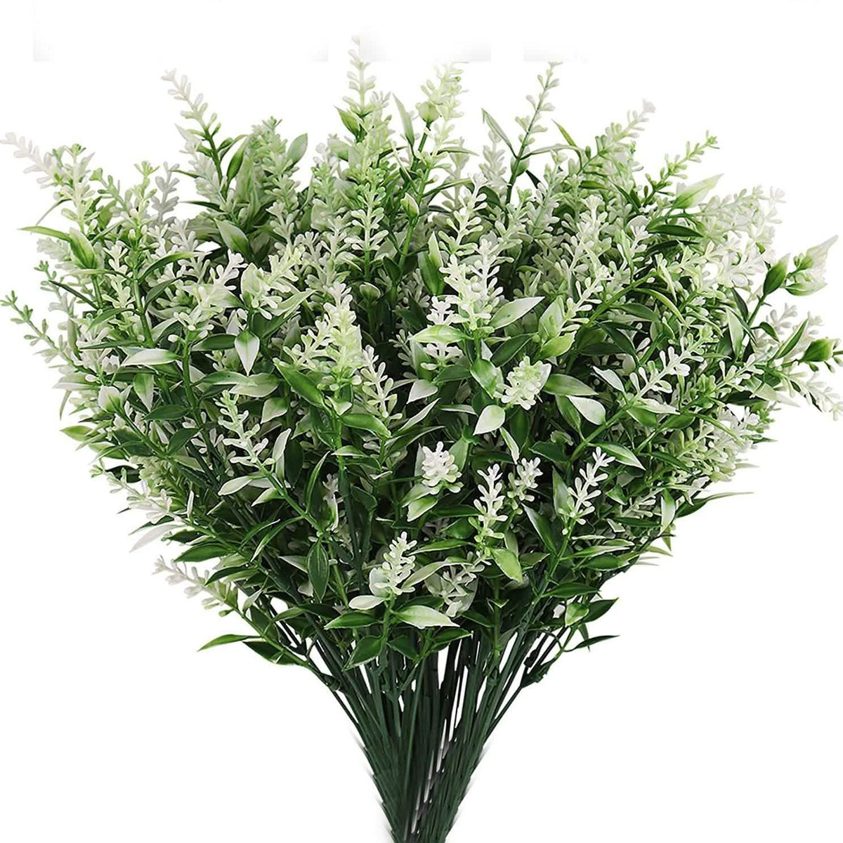 8 Bundles Artificial Lavender Plastic Flower Decorations White Furniture & Decor - Tophatter Daily Deals