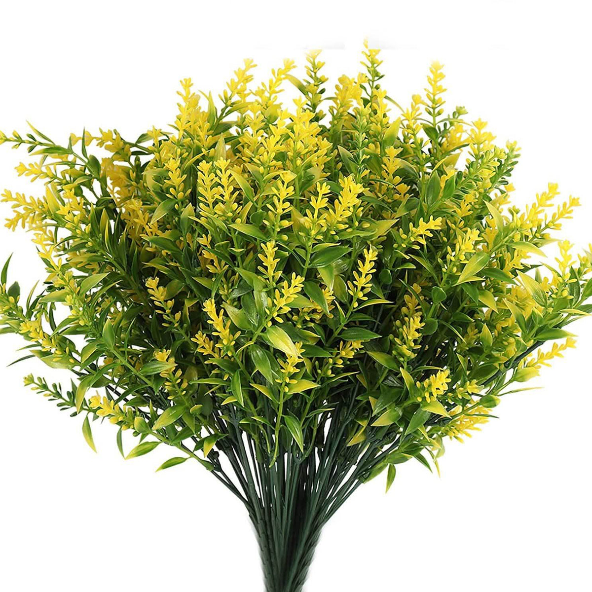 8 Bundles Artificial Lavender Plastic Flower Decorations Yellow Furniture & Decor - Tophatter Daily Deals