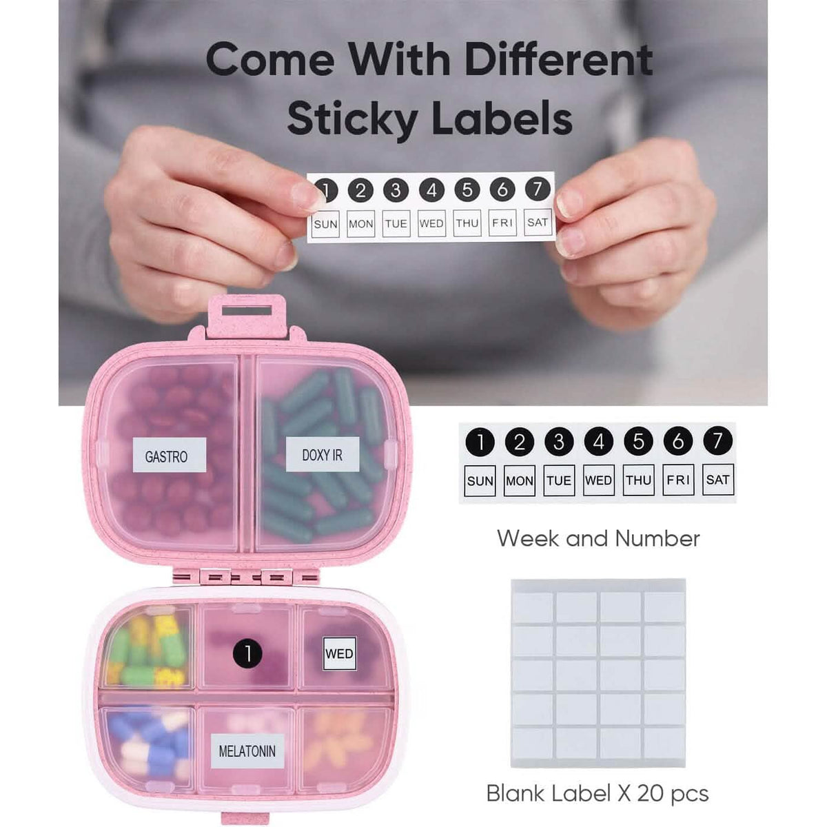 8 Compartments Travel Pill Organizer Health & Wellness - Tophatter Daily Deals