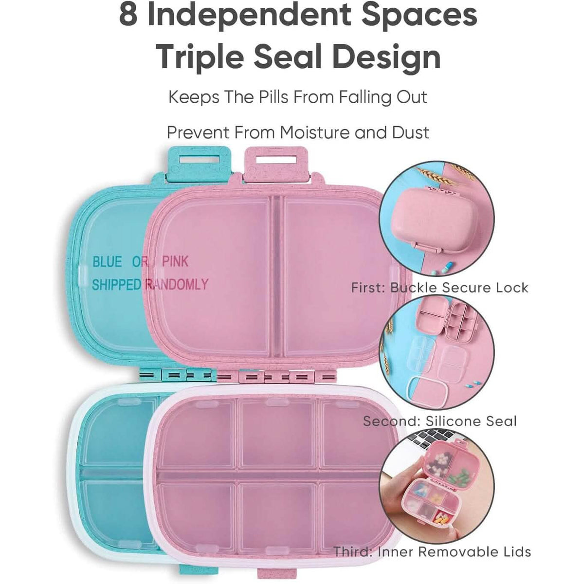 8 Compartments Travel Pill Organizer Health & Wellness - Tophatter Daily Deals