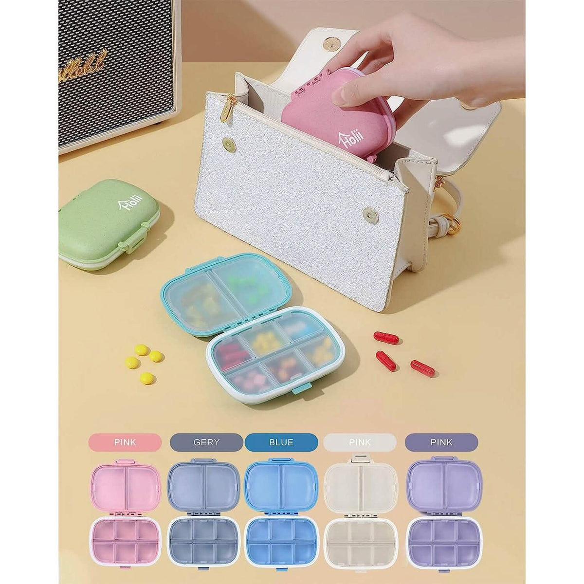 8 Compartments Travel Pill Organizer Health & Wellness - Tophatter Daily Deals