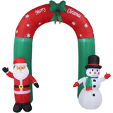 8 Foot Tall Lighted Christmas Inflatable Santa Claus and Snowman Archway Seasonal Decor - Tophatter Daily Deals