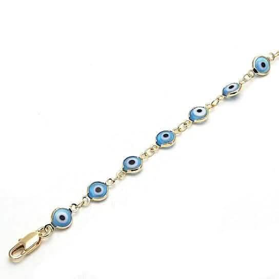 8" Gold Filled Evil Eye Light Blue Bracelet Bracelets - Tophatter Daily Deals