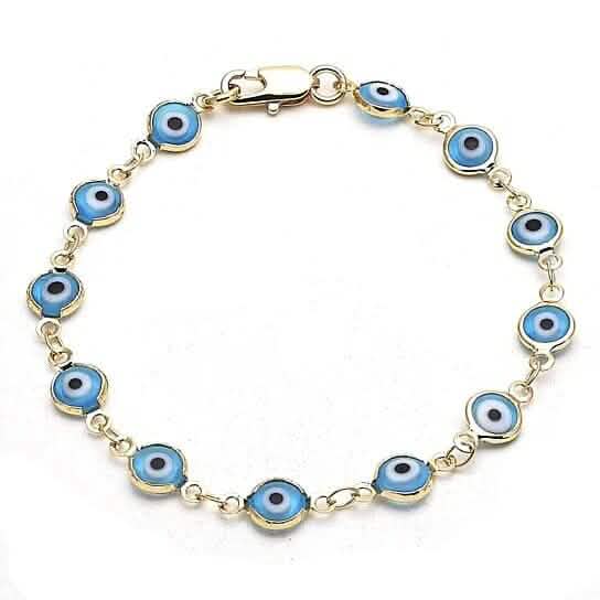 8" Gold Filled Evil Eye Light Blue Bracelet Bracelets - Tophatter Daily Deals