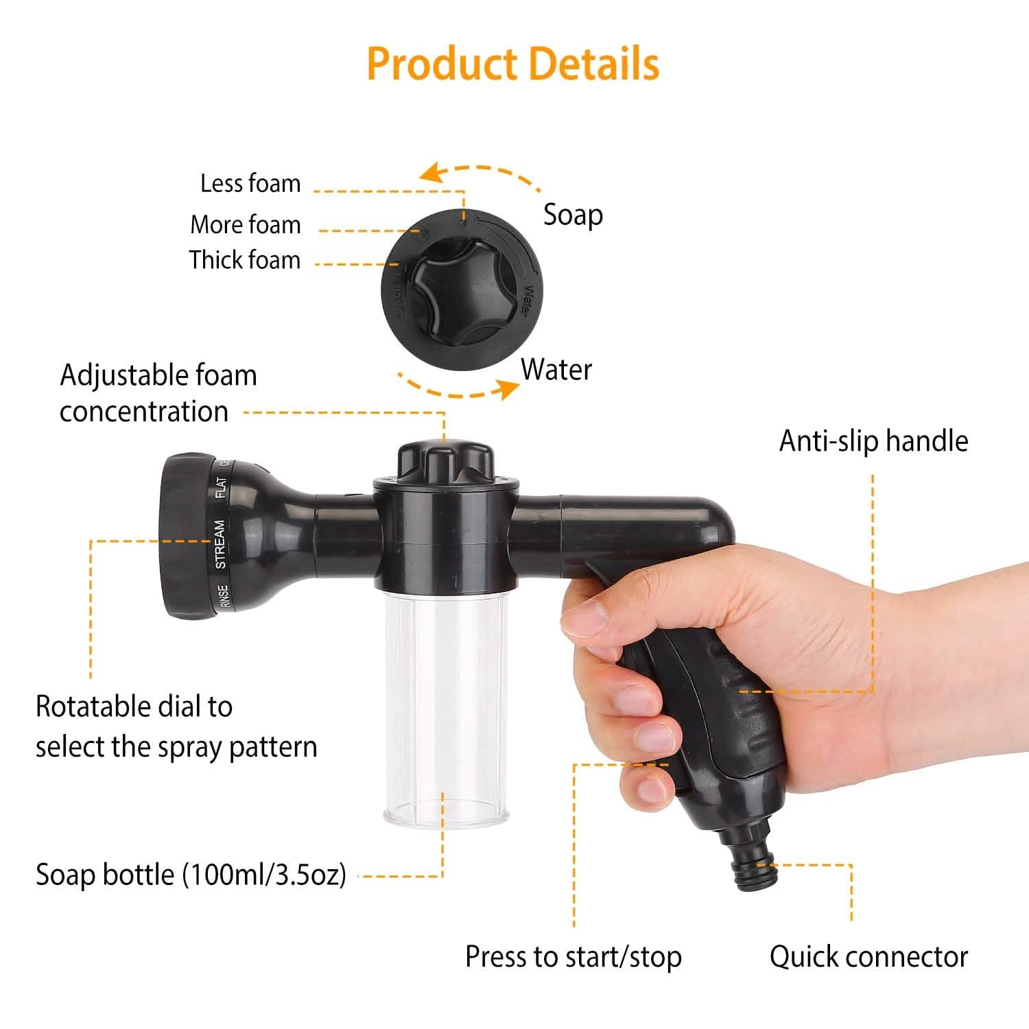 8-in-1 Foam Garden Hose Nozzle Soap Sprayer Automotive - Tophatter Daily Deals