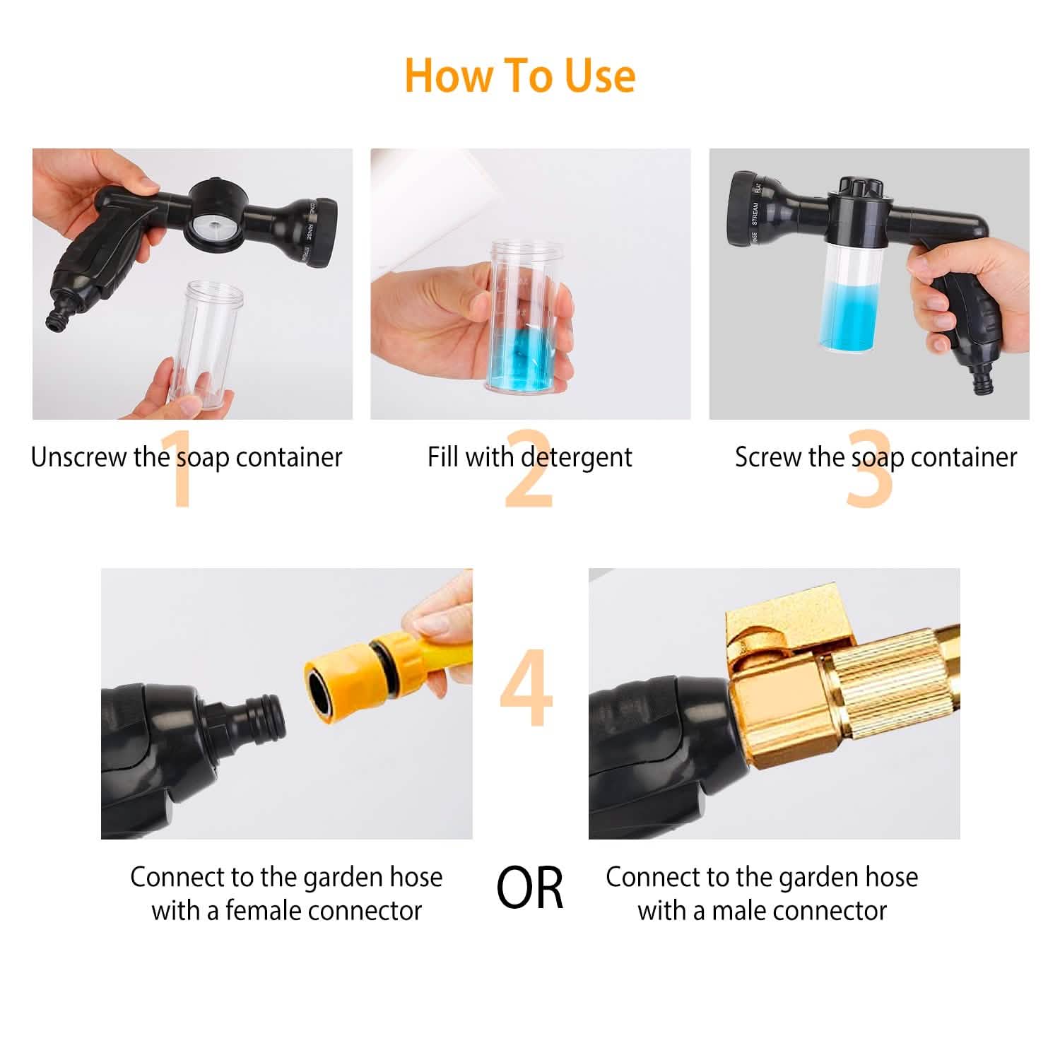 8-in-1 Foam Garden Hose Nozzle Soap Sprayer Automotive - Tophatter Daily Deals