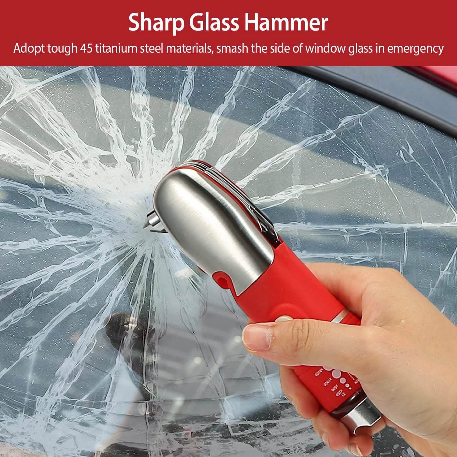8-in-1 Multi-Tool Hammer Zoomable Emergency Flashlight Outdoor Recreation - Tophatter Daily Deals