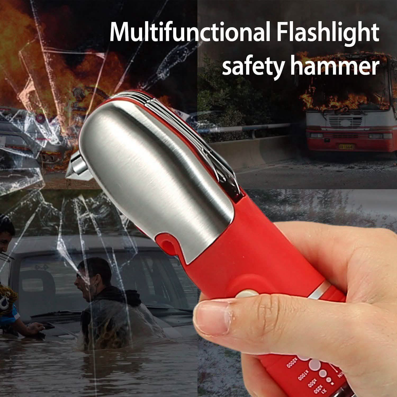 8-in-1 Multi-Tool Hammer Zoomable Emergency Flashlight Outdoor Recreation - Tophatter Daily Deals