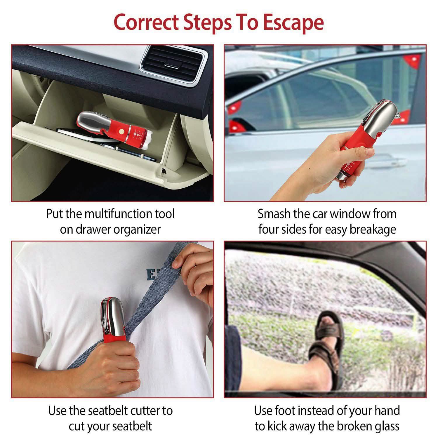 8-in-1 Multi-Tool Hammer Zoomable Emergency Flashlight Outdoor Recreation - Tophatter Daily Deals