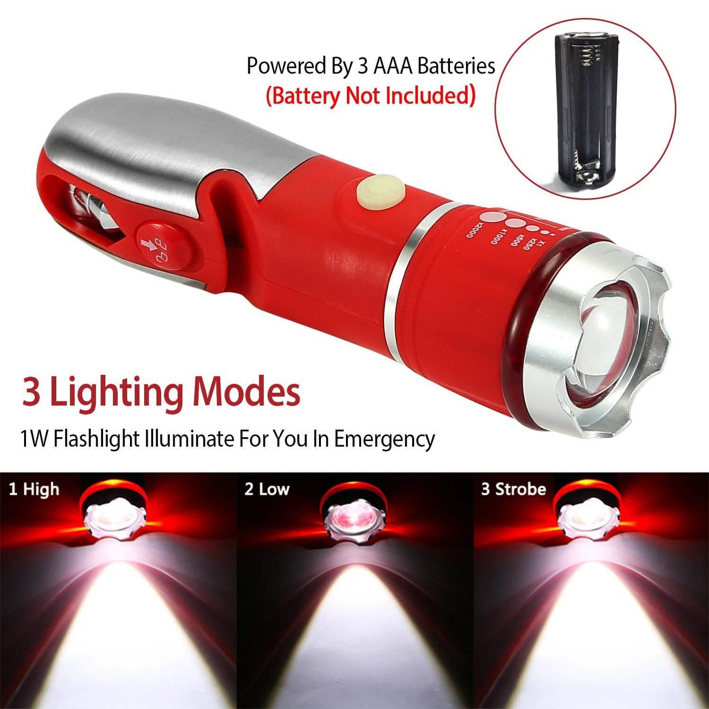 8-in-1 Multi-Tool Hammer Zoomable Emergency Flashlight Outdoor Recreation - Tophatter Daily Deals