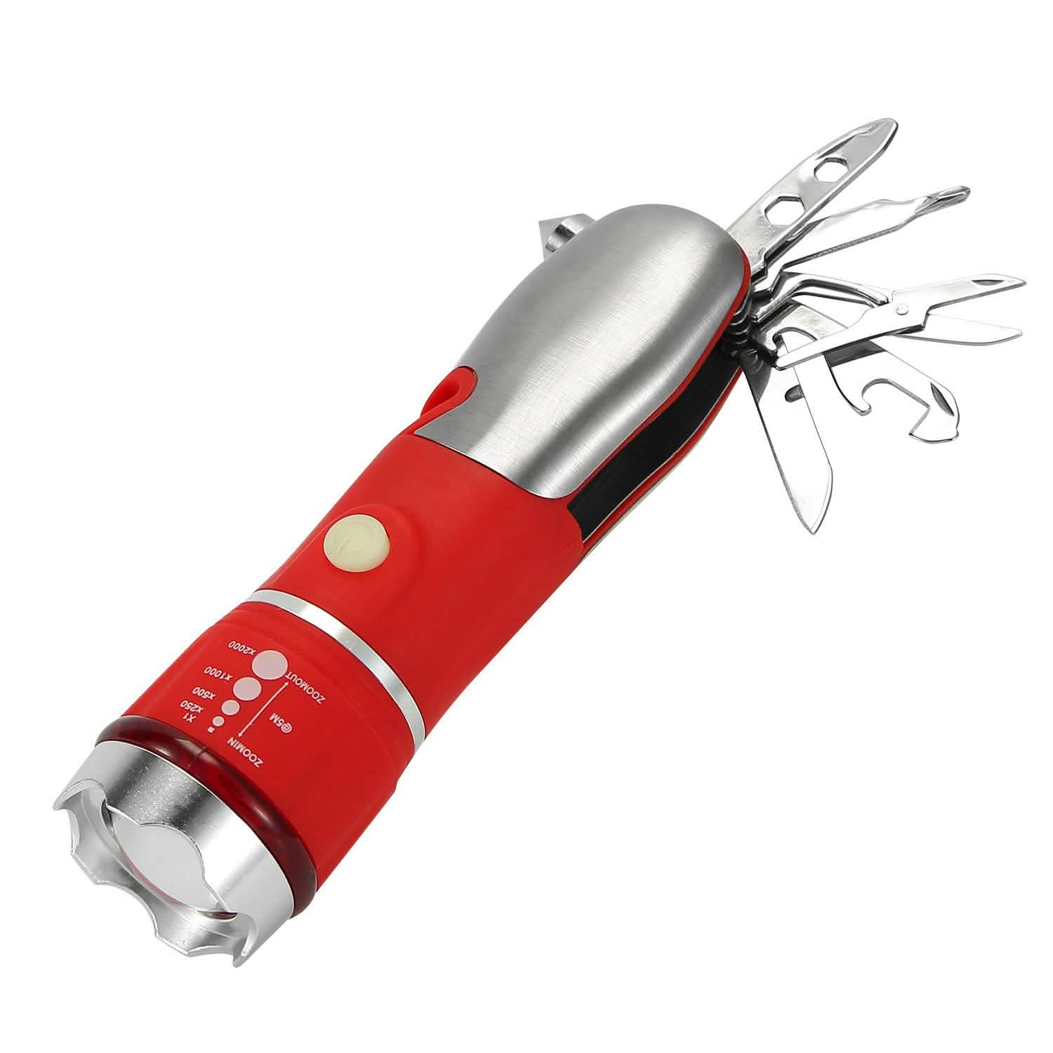 8-in-1 Multi-Tool Hammer Zoomable Emergency Flashlight Outdoor Recreation - Tophatter Daily Deals