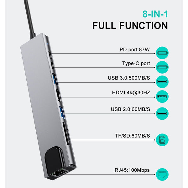 8-in-1 USB 3.0 Hub USB Hub - Tophatter Daily Deals