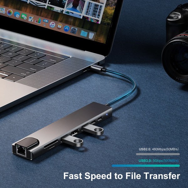 8-in-1 USB 3.0 Hub USB Hub - Tophatter Daily Deals