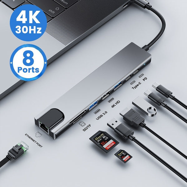 8-in-1 USB 3.0 Hub USB Hub - Tophatter Daily Deals