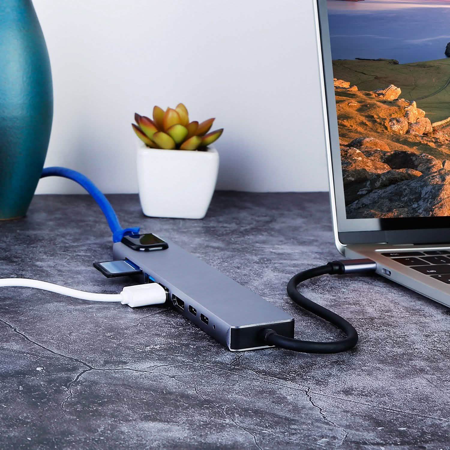 8-in-1 USB Hub Adapter with Ethernet Computer Accessories - Tophatter Daily Deals