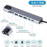 8-in-1 USB Hub Adapter with Ethernet Computer Accessories - Tophatter Daily Deals