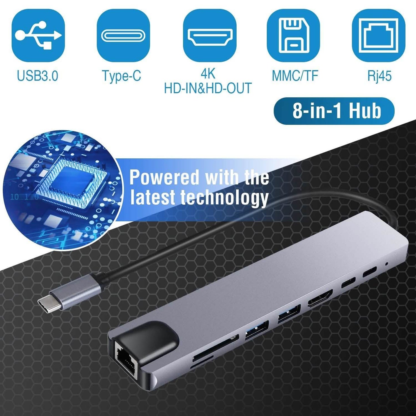 8-in-1 USB Hub Adapter with Ethernet Computer Accessories - Tophatter Daily Deals