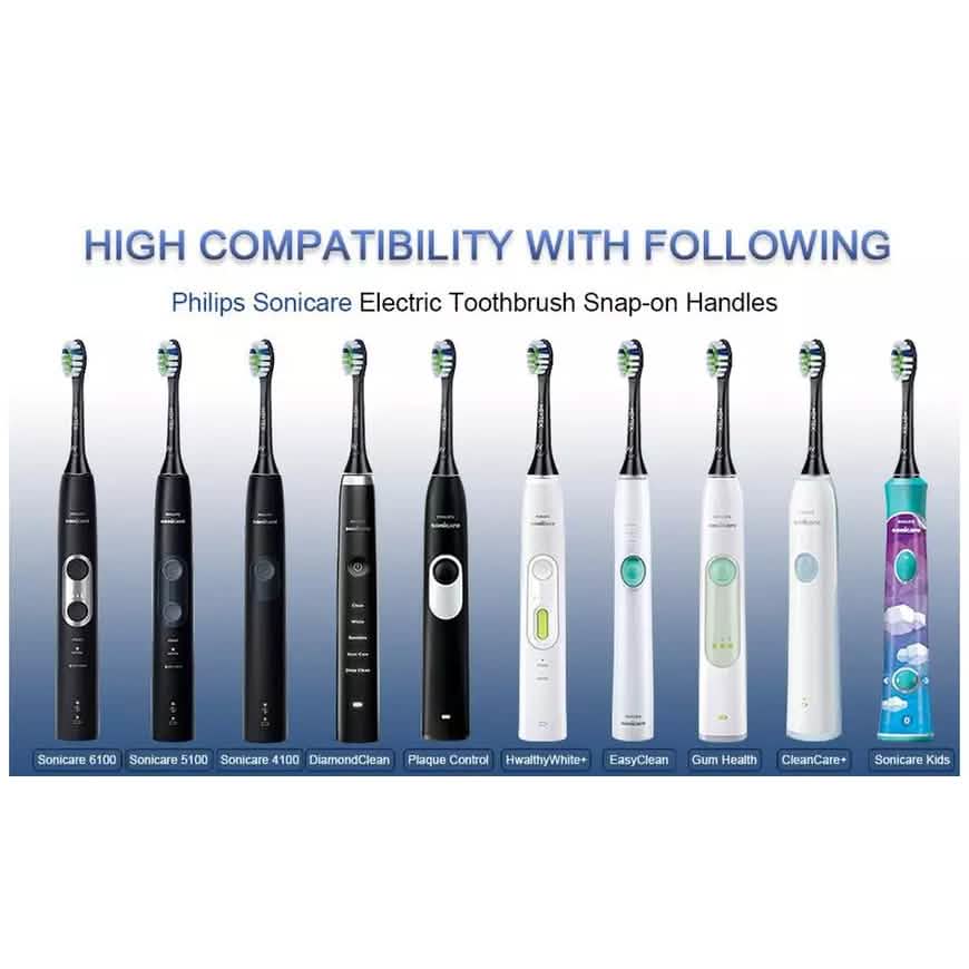 8-Pack: Black Replacement Electric Toothbrush Heads for Philips Sonicare Beauty & Personal Care - Tophatter Daily Deals